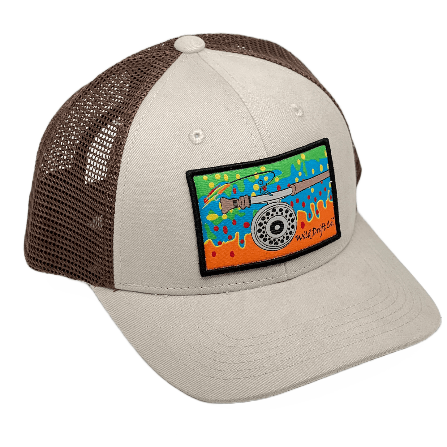 Khaki/Brown Fly Reel Patch Hat - Wild Drift Co