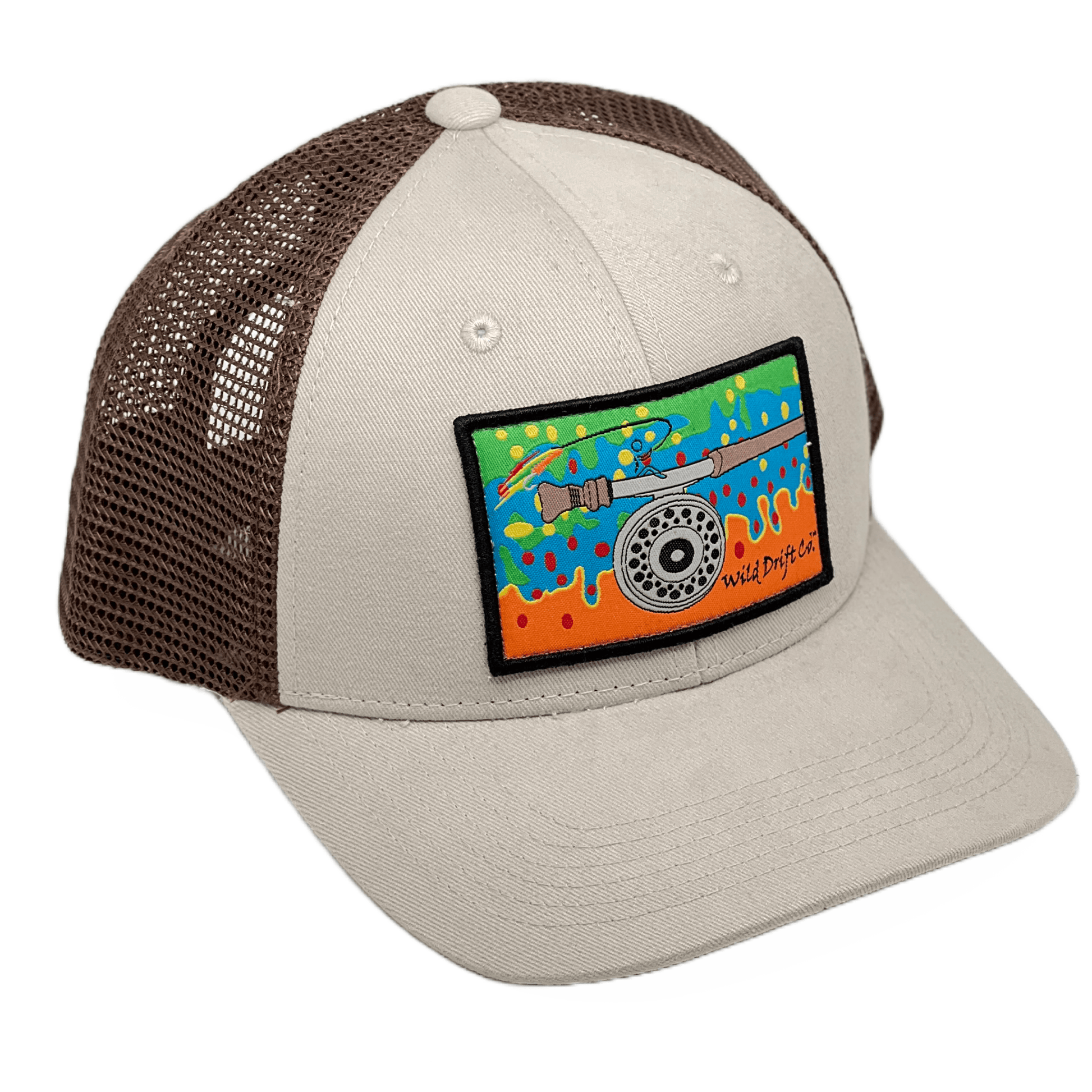 Khaki/Brown Fly Reel Patch Hat - Wild Drift Co