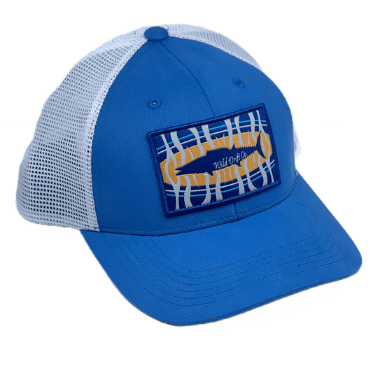 KAST Respect Wild Fish Fishing Gear Hat Cap Black & Blue Snap Back Trucker  Style